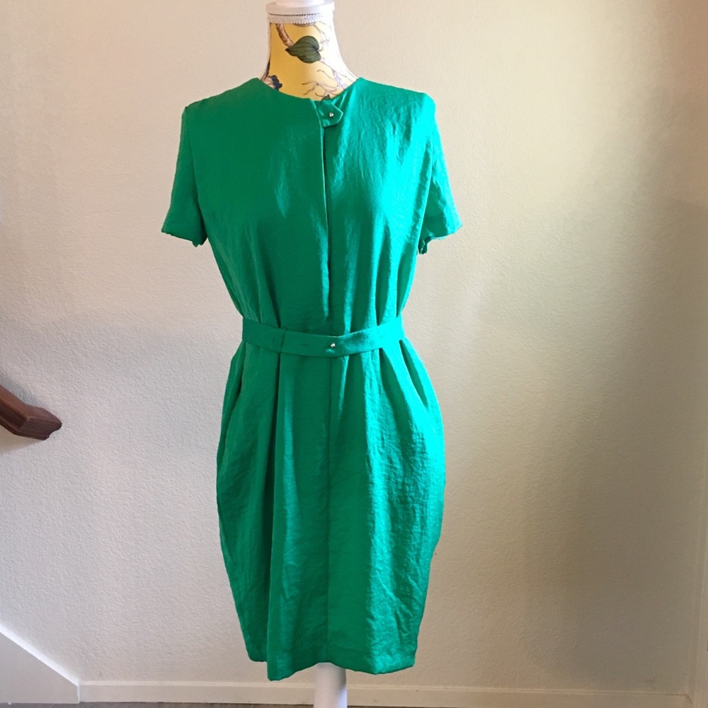 Green Dress in Crepe Satin